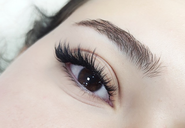 Close-up of mega volume eyelash extensions for a bold and dramatic look at Radiance Skin House